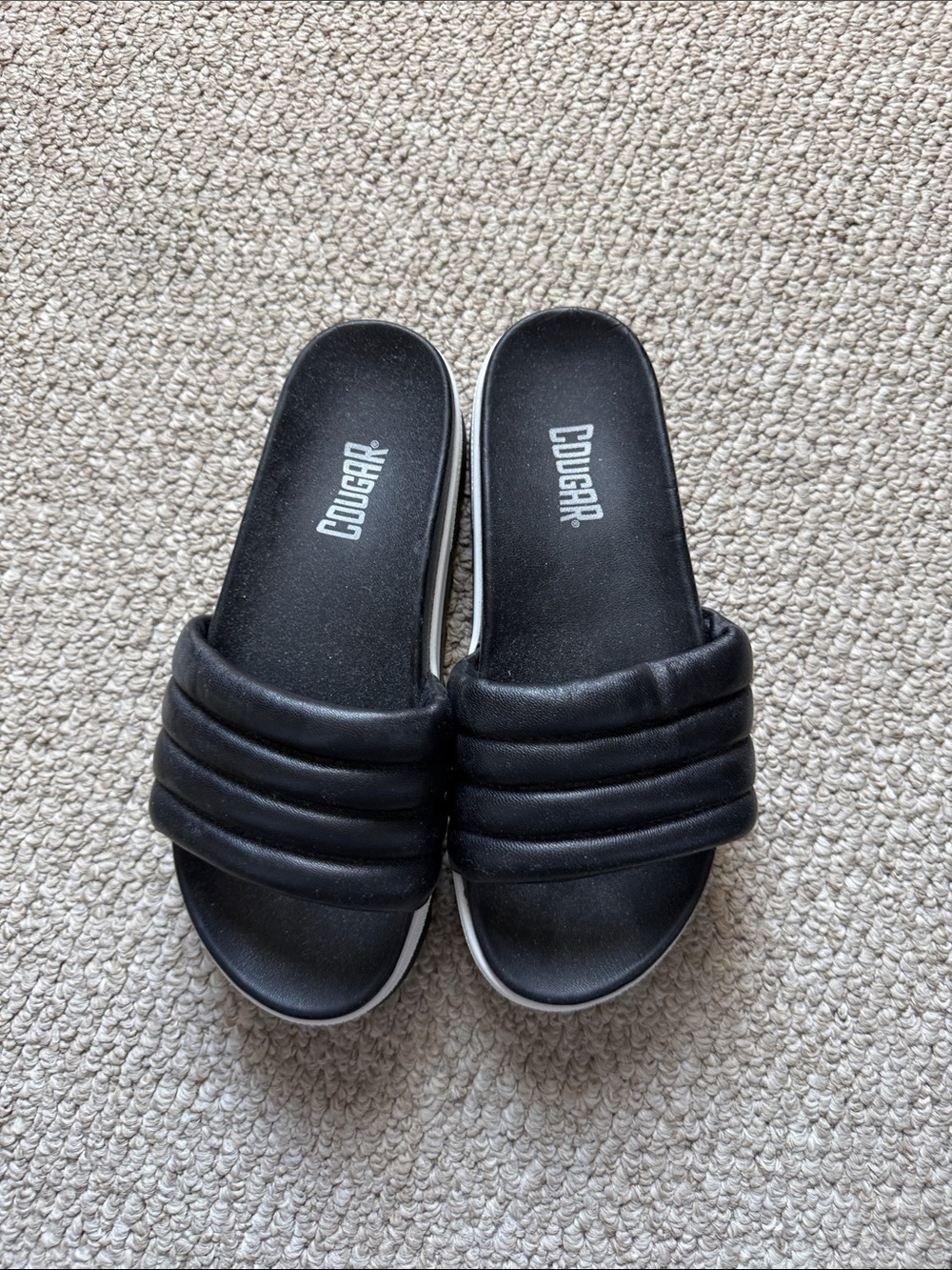 Cougar Black Padded Slide Sandals